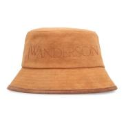 Geborduurd Logo Katoenen Bucket Hoed JW Anderson , Brown , Dames