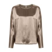 Zijdeachtige Blouse met U-hals By Herenne Birger , Brown , Dames