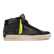 Groene leren sneakers met zwarte details Crime London , Green , Heren