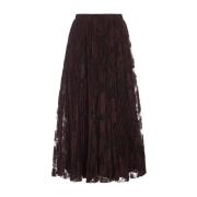 Bruine Kant Midi Rok Geplooid Effect Ermanno Scervino , Brown , Dames