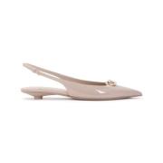 Nude Leren Ballerina Elegante Stijl Valentino Garavani , Pink , Dames