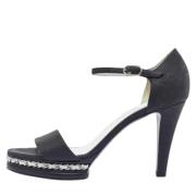 Pre-owned Leather sandals Chanel Vintage , Black , Dames