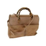 Pre-owned Suede handbags Gucci Vintage , Beige , Dames