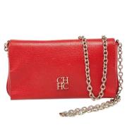 Pre-owned Leather clutches Carolina Herrera Pre-owned , Red , Dames