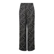 Wijde broek met donker logo-print Bruuns Bazaar , Black , Dames