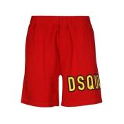 Rode Katoenen Shorts Ss22 Dsquared2 , Red , Heren