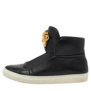 Pre-owned Leather sneakers Versace Pre-owned , Black , Heren