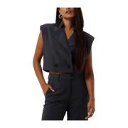 Blauwe Crop Waistcoat Elegant Veelzijdig Co'Couture , Blue , Dames