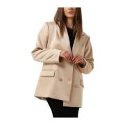 Elegante Geweven Glanzende Jas Alix The Label , Beige , Dames