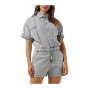 Geweven Denim Playsuit Alix The Label , Blue , Dames