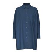 Oversized Shirt met Lange Mouwen en Borstzak Masai , Blue , Dames