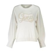 Wit Geborduurde Crewneck Sweater Guess , White , Dames