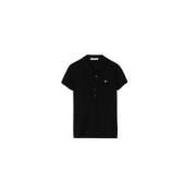 Zwarte Polo T-shirts met Krokodillenlogo Lacoste , Black , Dames