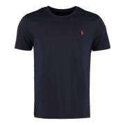 Geborduurd Katoenen T-shirt Ralph Lauren , Blue , Dames