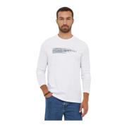 Geborduurd Logo Regular Fit T-Shirt Guess , White , Heren