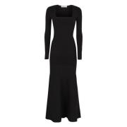 Wijd Uitlopende Zoom Gebreide Lange Jurk Nina Ricci , Black , Dames