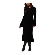 Zwarte Wol Jurk Elegante Stijl Gestuz , Black , Dames