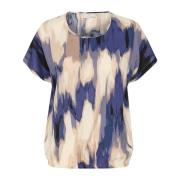 Blauwe Abstracte Print Blouse Kaffe , Multicolor , Dames