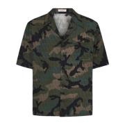 Iconographe Camouflage Zijden Shirt Valentino , Green , Heren