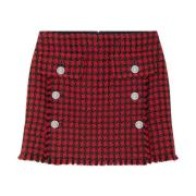 Tweed Check Rok Rood/Zwart Vrouwen Versace , Red , Dames