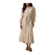 Beige Linnen Overhemdjurk Y.a.s , Beige , Dames