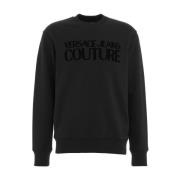 Logo Flock Sweater Zwart Versace Jeans Couture , Black , Heren