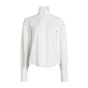 Witte Katoenen Opstaande Kraag Shirt Patou , White , Dames