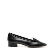 Zwarte Leren Ballerina Pumps aeyde , Black , Dames