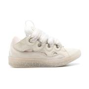 Witte Mesh Sneakers met Suède Panelen Lanvin , White , Dames