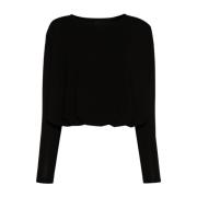 Zwarte Gedrapeerde Jersey Sweater Love Birds Pinko , Black , Dames