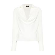 Witte Gedrapeerde Cowl Neck Shirt Liu Jo , White , Dames