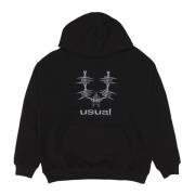 Metal Hoodie Sweatshirt met Kangoeroezak Usual , Black , Heren