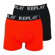 Sporty Boxer Trunks 2-Pack Basic Logo Replay , Multicolor , Heren