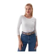 Wit Langemouw Katoenen T-shirt Tommy Hilfiger , White , Dames