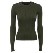 Militaire Trui Geribbeld Groen Lange Mouw Dondup , Green , Dames