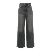 Grijze Denim Whiskering Straight Leg Jeans Liu Jo , Gray , Dames