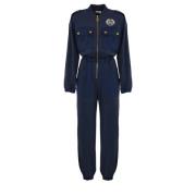 Blauwe Cargo Broek met Rits Elisabetta Franchi , Blue , Dames