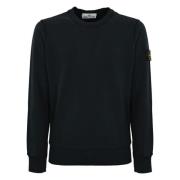 Blauwe Crewneck Sweater Katoen Logo Patch Stone Island , Blue , Heren