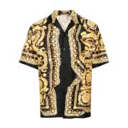 Barocco Print Zijden Overhemden Versace , Multicolor , Heren