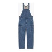 Cargo Denim Overalls Washed Blue Supreme , Blue , Unisex