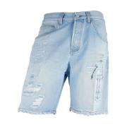 Versleten denim shorts met knoopsluiting Don The Fuller , Blue , Heren