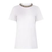 Witte Beaded Neckline T-Shirt Nina Ricci , White , Dames