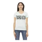 Stijlvolle Katoenen T-shirt met Voorkant Print Trussardi , Blue , Dame...