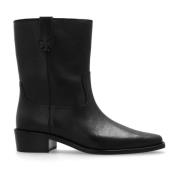 Leren enkellaarzen Tory Burch , Black , Dames