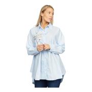 Blauw Shirt met Gouden Print 2-Biz , Blue , Dames