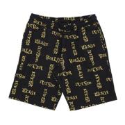 Zwarte Golvende Jacquard Korte Broek Iuter , Black , Heren