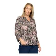 Rose Leo Print Lange Mouw Blouse 2-Biz , Multicolor , Dames