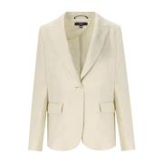 Zand Linnen Single-Breasted Blazer Max Mara Weekend , Beige , Dames