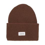 Bruine Wollen Blend Beanie Hoed Amish , Brown , Heren