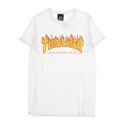 Flame Tee Heren T-shirt Wit/geel Thrasher , White , Heren